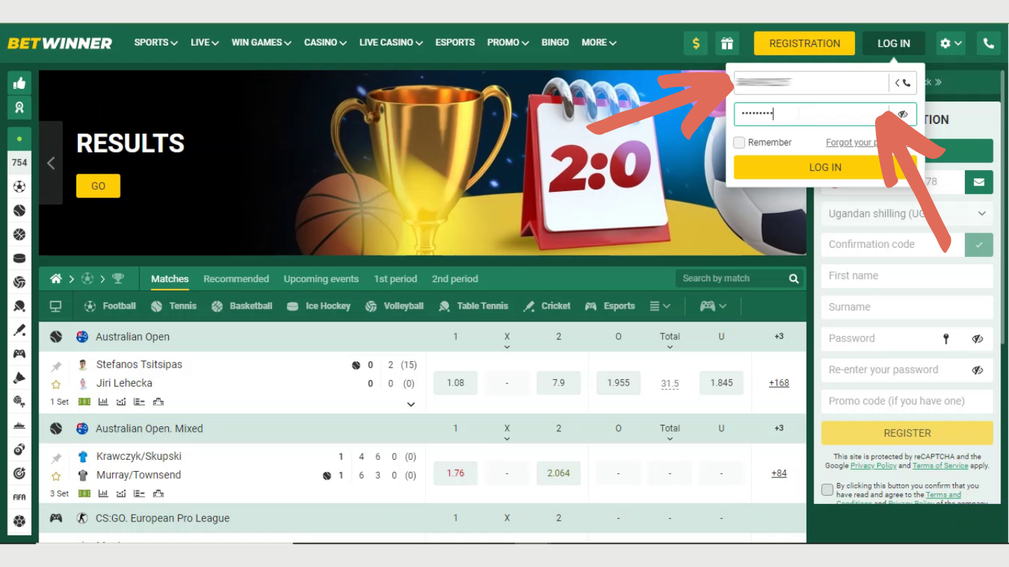 Navigate to the BetWinner  website. Once there, locate the “LOG IN” button in the top right part of the header.