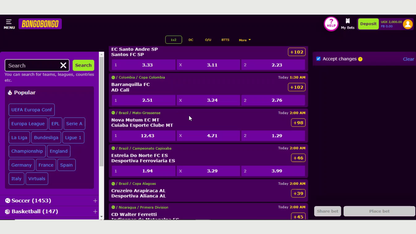 Create a betslip by picking the sport and then the event on which you’d like to bet. Fill it with all the betting markets you wish to stake on.