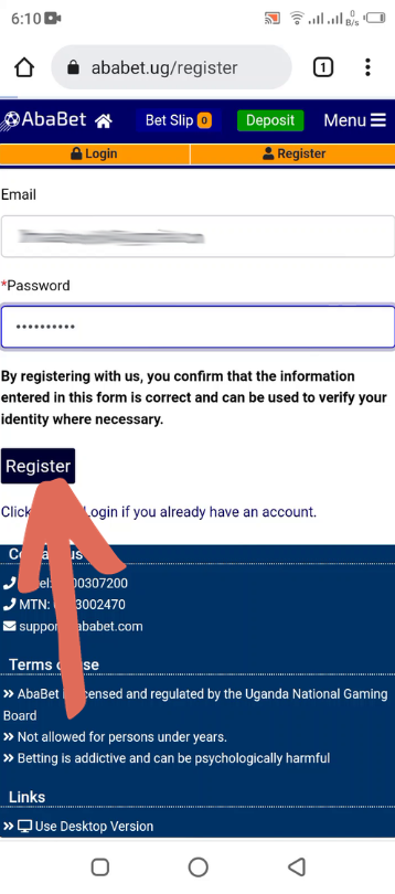 Come up with the password and tap on the “Register” button.